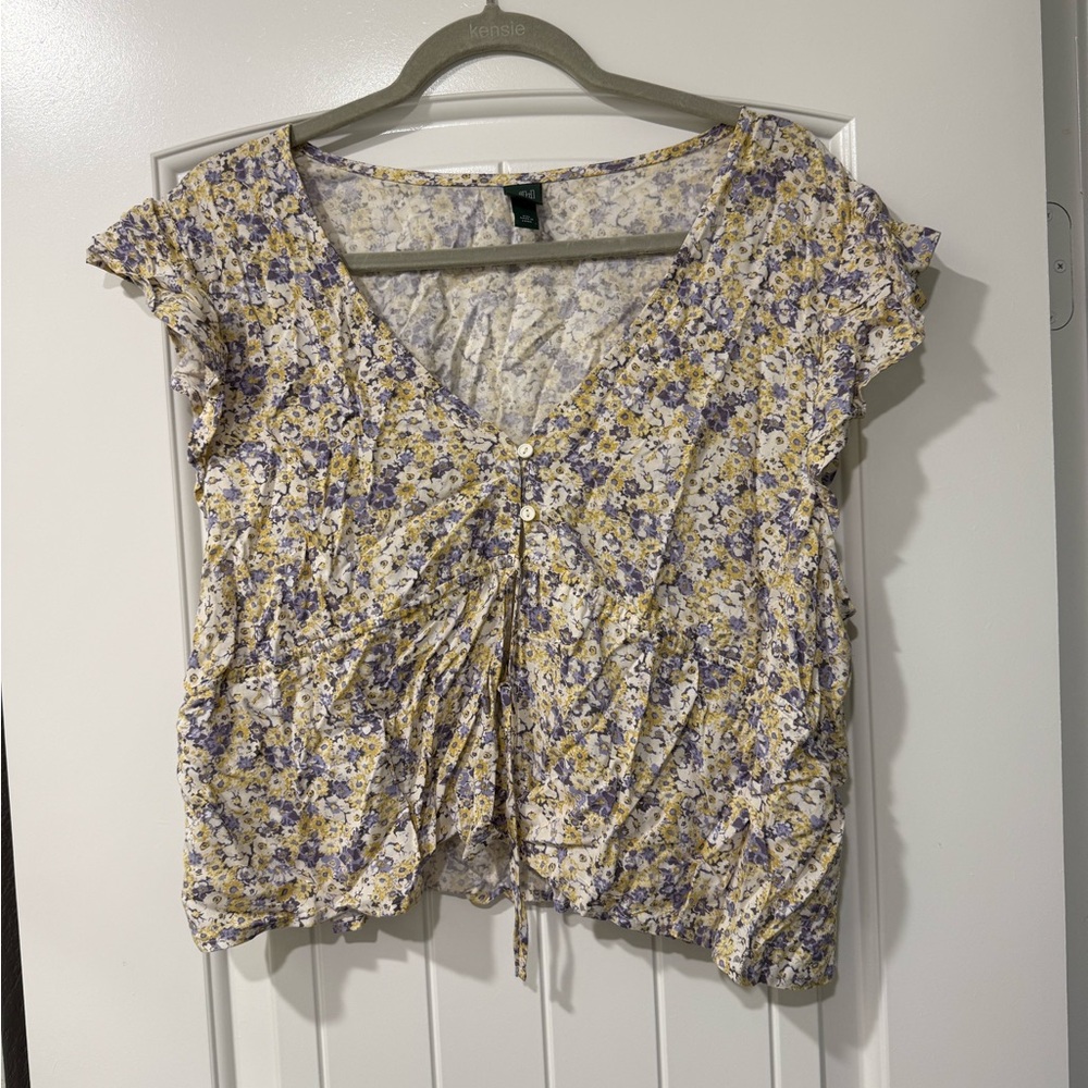 Wild Fable Yellow and Purple Floral Blouse